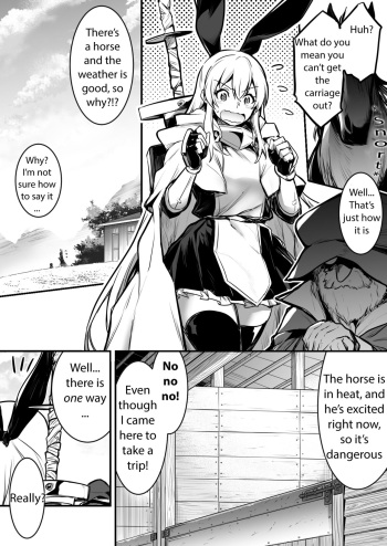Adventure-chan helps the lustful horse cum so he'll carry her away